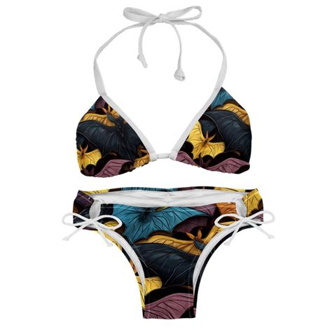 Bats Detachable Sponge Adjustable Strap Bikini Set Two Pack Swimsuit