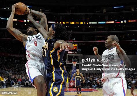 Los Angeles Clippers Center Deandre Jordan Has A Shot Contested By