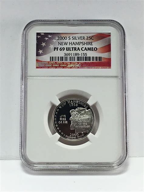 2000 S Proof Silver New Hampshire State Commemorative Washington