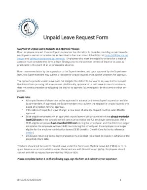 Fillable Online Unpaid Leave Request Form San Juan Island School