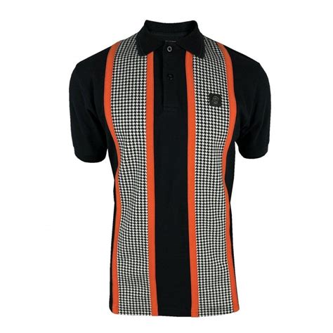 Buy The Trojan Houndstooth Panel Polo In Black