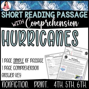 Hurricanes Nature Storms August Nonfiction Reading Passage