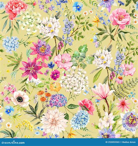 Floral Pattern On Seamless Cloth Flower Bouquet Stock Illustration