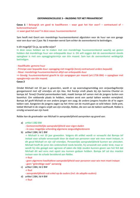 Oefeningen Inleiding Privaatrecht Sessie 3 16 Oefeningencollege 3