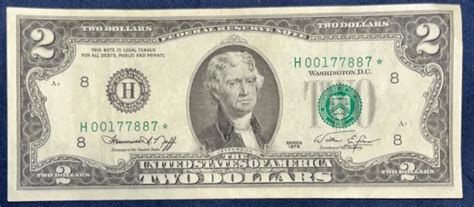 RARE TWO DOLLAR Bill Star Note 1976 $2 - Low Serial Number United ...