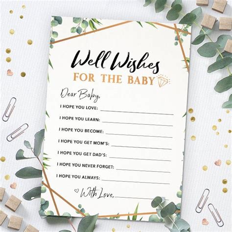 Well Wishes For The Baby Baby Shower Game Printable Baby Shower