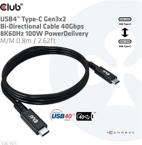 Club 3d Usb4 Gen3x2 Kabel 40gbs 8k60hz 100w Pd Ab € 3211 2024 Preisvergleich Geizhals