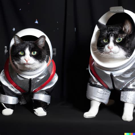 Dalle High Quality Photo Of Two Tuxedo Cats Wearing Spacesuits