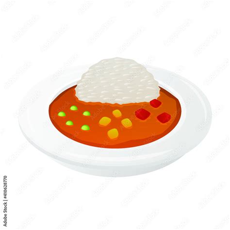 Curry and Rice Emoji Vector Design. Indian Food Art Illustration ...