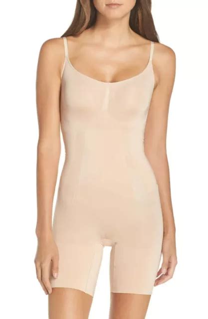 Spanx Ss Oncore Mid Thigh Shaper Bodysuit Nude Size Medium