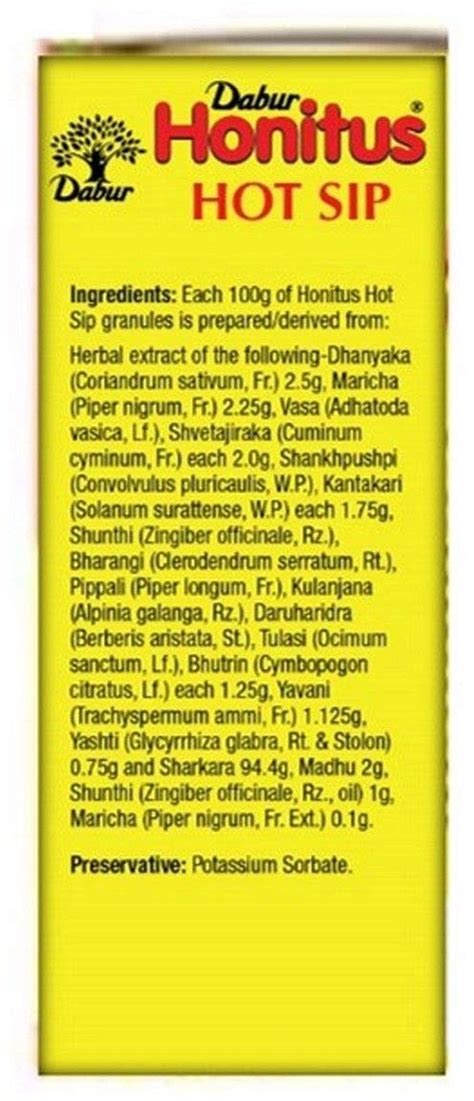 Dabur Honitus Hot Sip Cough & Cold Remedy Granules Sachet 4 g Pack of 20