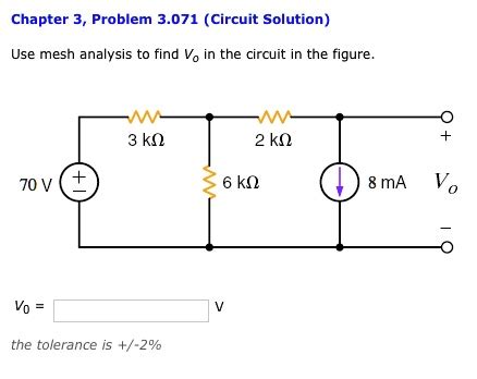 SOLVED Chapter 3 Problem 3 071 Circuit Solution Use Mesh Analysis