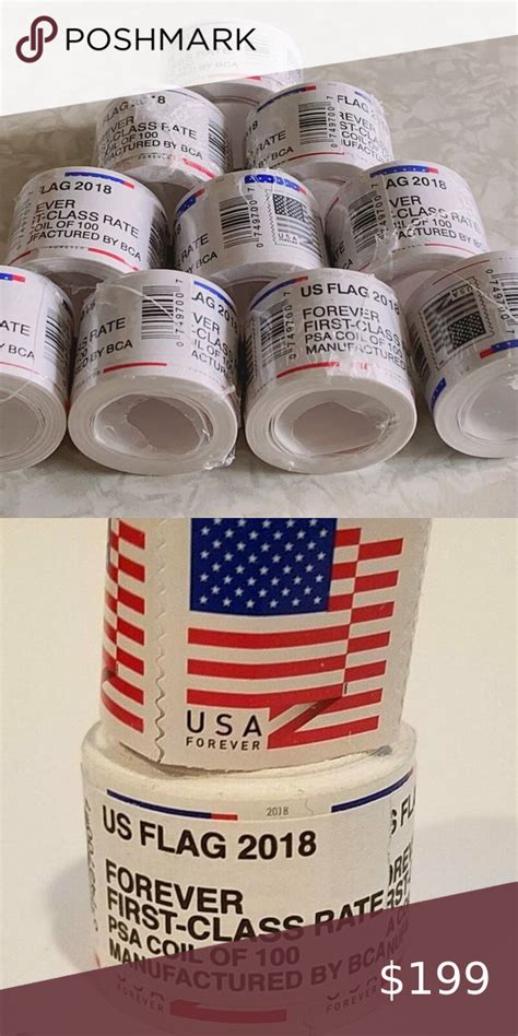 10 ROLLS COILS 2018 US FLAG FOREVER STAMPS 1000 TOTAL