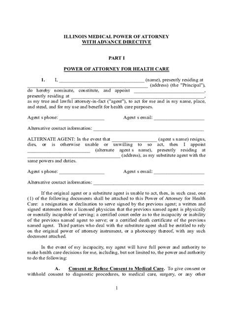 Fillable Online Illinois Medical Power Of Attorney Form Illinois