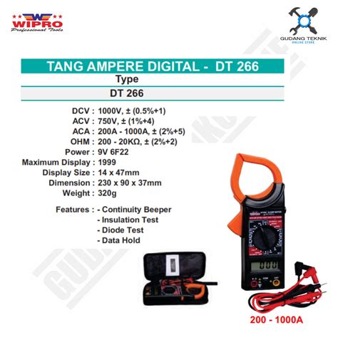 Jual Tang Ampere Digital Wipro Dt Alat Ukur Arus Listrik Digital