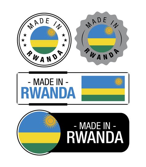 Set of Made in Rwanda labels, logo, Rwanda Flag, Rwanda Product Emblem ...