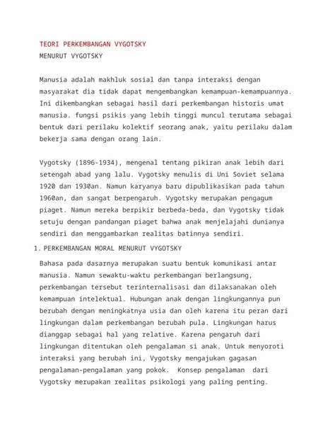 DOCX TEORI PERKEMBANGAN VYGOTSKY DOKUMEN TIPS