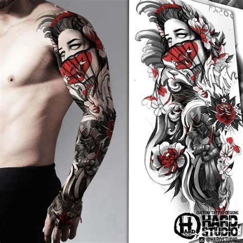 Custom Tattoo Designs Samurai Japanese Sleeve Mask Geisha