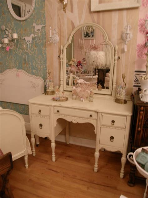 Antique Vanity Shabby Chic Make Up Dressing Table Ivory