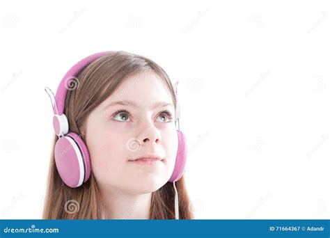 Portrait Of The Young Beautiful Girl In Earphones Stock Image Image