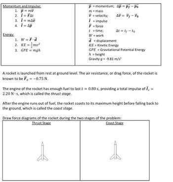 Answered A Rocket Is Launched From Rest At Ground Level The Air