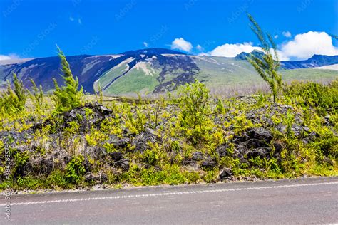 les rampes du piton de la fournaise vues de la route des laves ile de