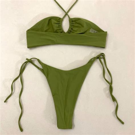 Fashion Nova Swim Olive Green Bikini Set Of 3 Poshmark