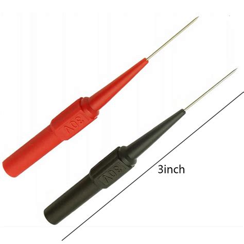 Sala Synth 2pcs Insulation Piercing Needle Non Destructive Multimeter Test Probes Red Black