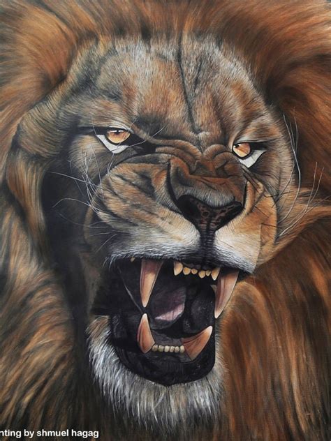 Lion roar oil painting print on canvas by PaintingsByShmuel