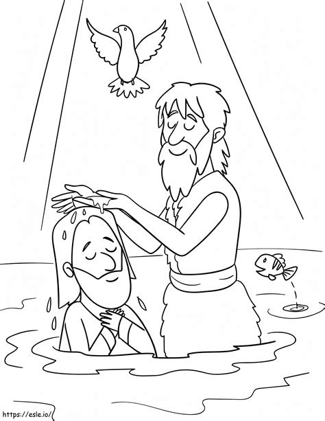 Jesus Getting Baptized By John Coloring Pages