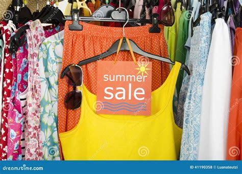 Close Up On A Big Sale Sign For Summer Clothes Stock Photo Image Of