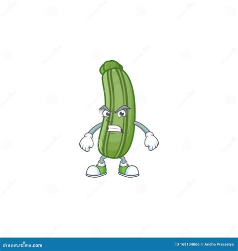 Picture Of Zucchini Cartoon Character With Angry Face Stock Vector