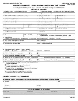 Shellfish Handling And Marketing Certificate Application Form Fill