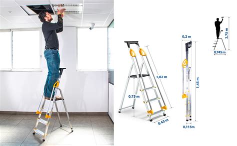 Escabeau Marches Duramp S Curis Avec Rampes Tablette Porte Outils