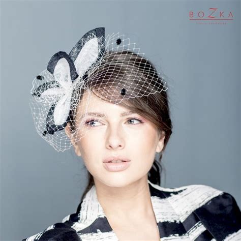 Black And White Fascinator In Spotted Veil Black And White