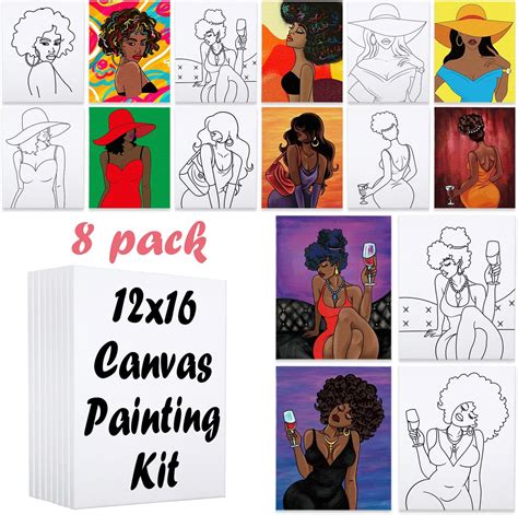 Amazon Vochic Pack Pre Drawn Canvas For Painting For Adults Sip