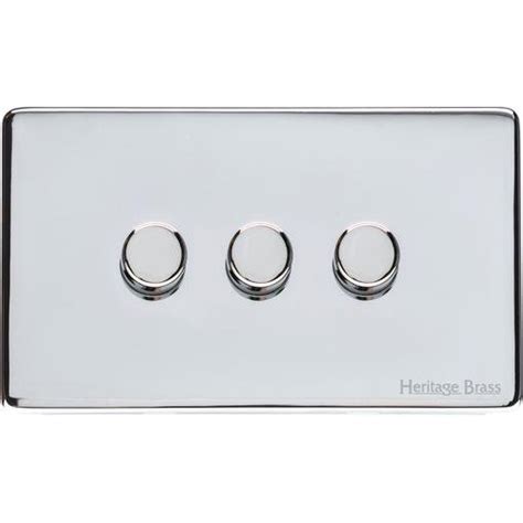 Heritage Brass Vintage Polished Chrome 3 Gang LED Dimmer With Polished