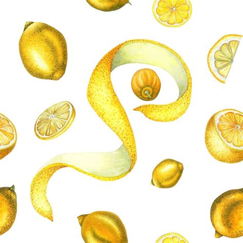 Premium Photo Watercolor Lemon Seamless Pattern With Lemons Cut Lemon