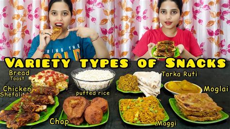 Variety Types Of Snacks Eating Challenge Mughlai Paratha Chicken