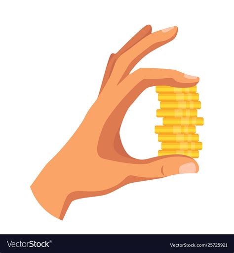 Hand Holding Coins Stack Flat Royalty Free Vector Image