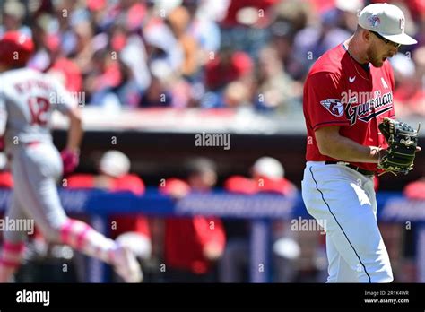 Cleveland Guardians Starting Pitcher Tanner Bibee Reacts While Walking