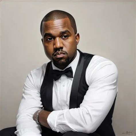 Realistic Portrait Of Kanye West Seated Wearing A