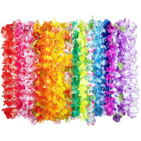 36 Pack Hawaiian Leis Silk Bulk Tropical Flower Luau Beach Party ...