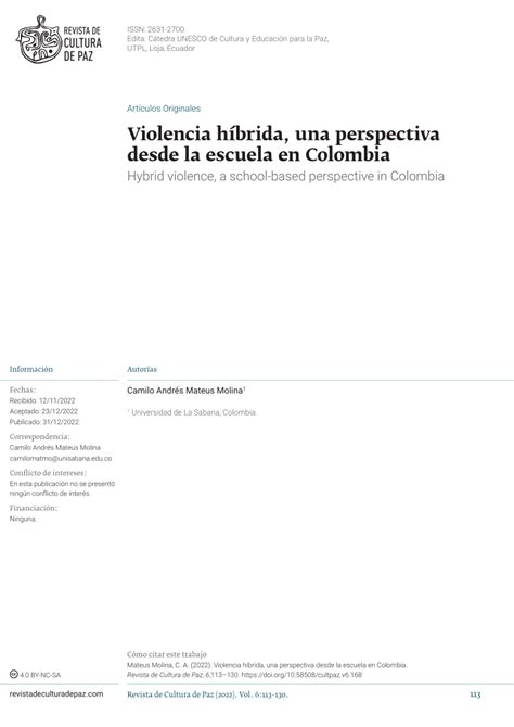 Pdf Violencia H Brida Una Perspectiva Desde La Escuela En Colombia