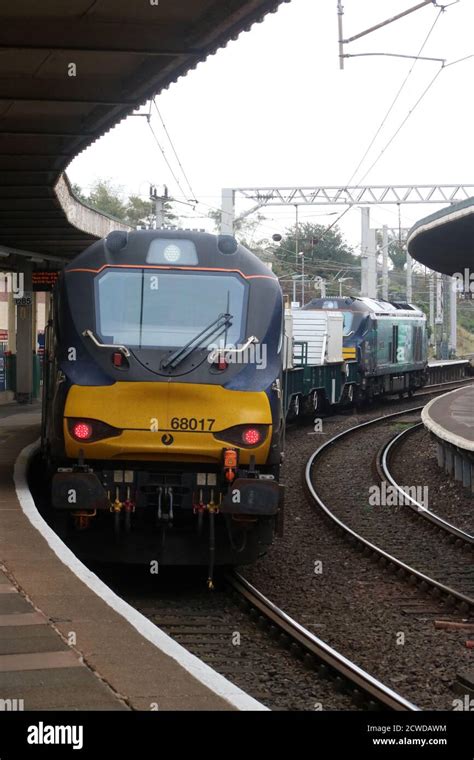 Direct Rail Services Class 68 Loco Hauled Nuclear Flask Train In Carnforth Station On 28th