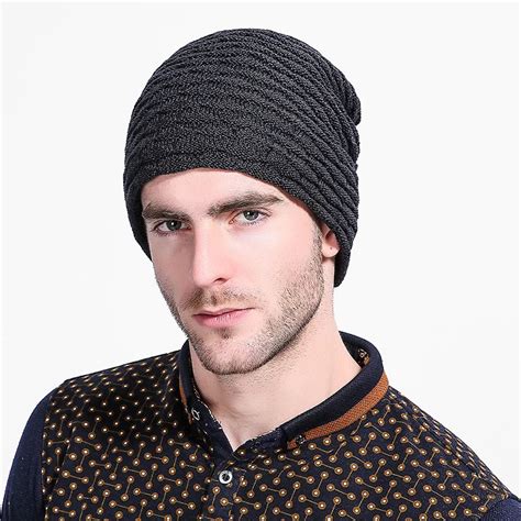 Winter Hats For Men Wool Knitted Hat Warm Beanies Solid Colours Warmer