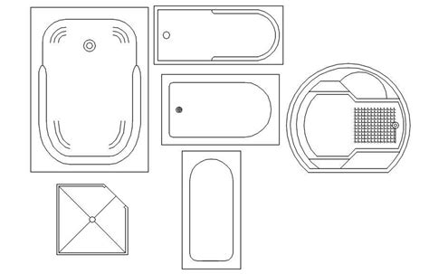 2d Cad Blocks Of Bathtub And Jacuzzi In Autocad Dwg File Cadbull