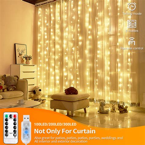 Led Curtain Lights Warm Fairy String Lights Festival Lighting Rainbow