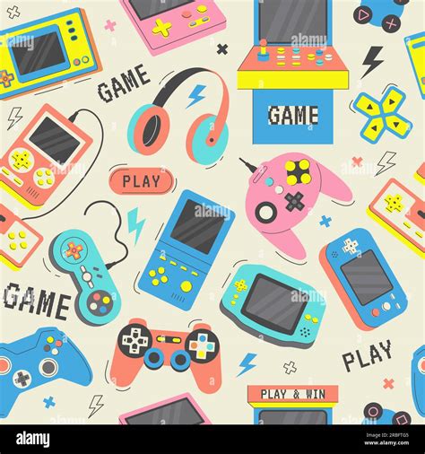 Game Consoles Pattern Gadgets For Playing Video Games Recent Vector