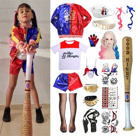 Traje De Cosplay De Escuadrón Suicida Accesorios Harley Quinn Niños